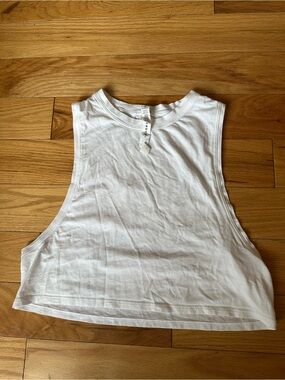 Lululemon White Cropped Muscle Tank Top